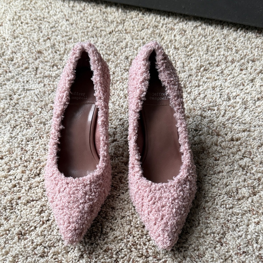 Jeffrey Campbell Pink Faux Fur Heels 6.5